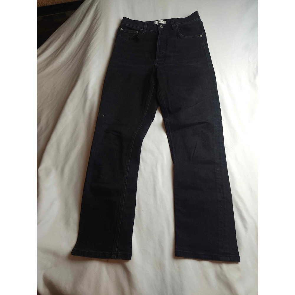 AGOLDE High Rise Straight Leg Jeans Black Womens Size 27 Premium Denim
